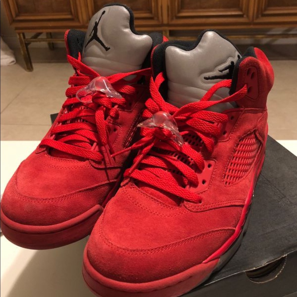 Jordan red suede 5